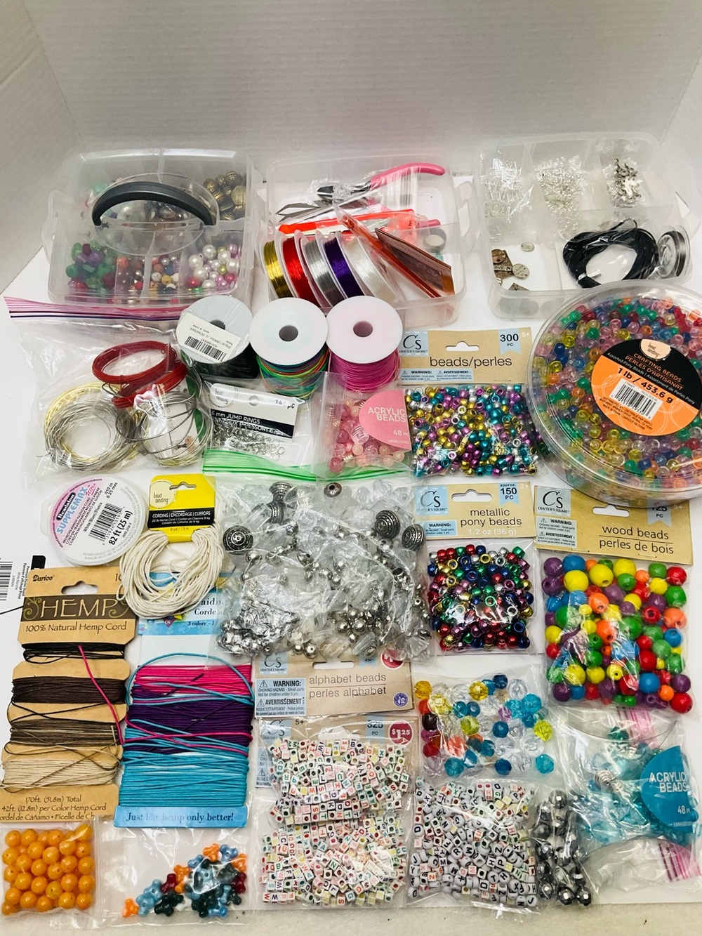 Huge Mixed Lot Jewelry Making Kit Beads Cord Wire Findings DIY Arts Crafts Kids